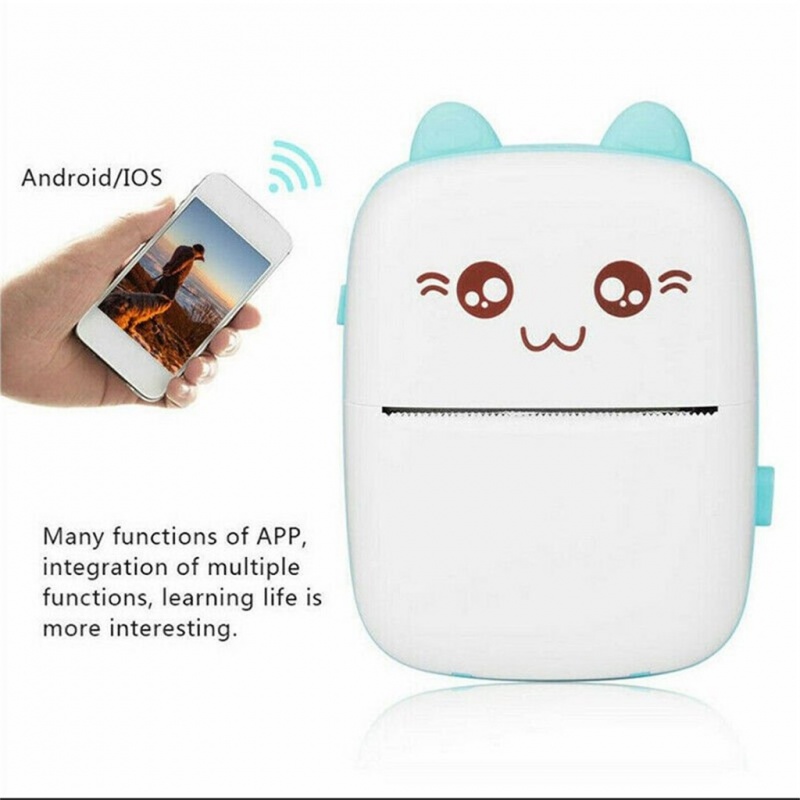 Máy in con mèo xanh cho điện thoại android ios - tặng 1 cuộn giấy in